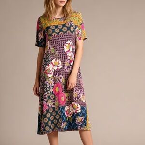 Johnny Was Maggie Vibrant Floral Swing Dress Bamboo Cotton